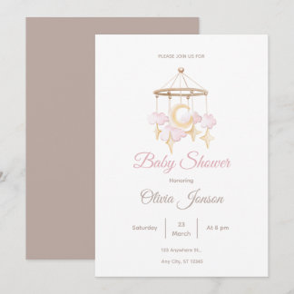 Convite Neutral Baby Shower Invitation Moon and Stars