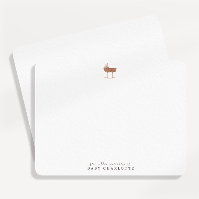 Convite Neutral Bassinet Nursery Note Card (Criador carregado)