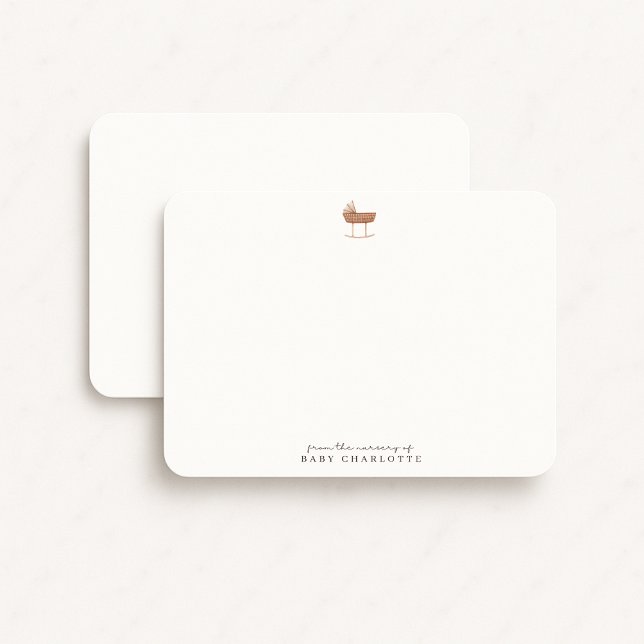 Convite Neutral Bassinet Nursery Note Card (Criador carregado)
