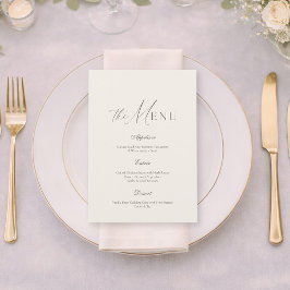 Convite Neutral Beige Stripe Wedding Menu