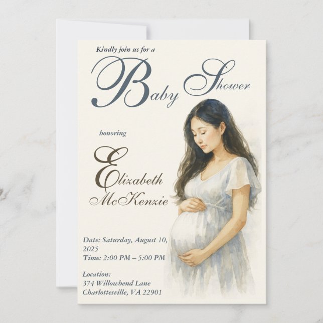 Convite Neutral Boho Elegance Baby Shower Asian Mom to be (Frente)