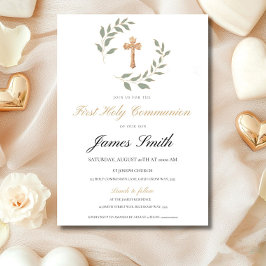 Convite Neutral Boy Girl First Communion Invitation Editab