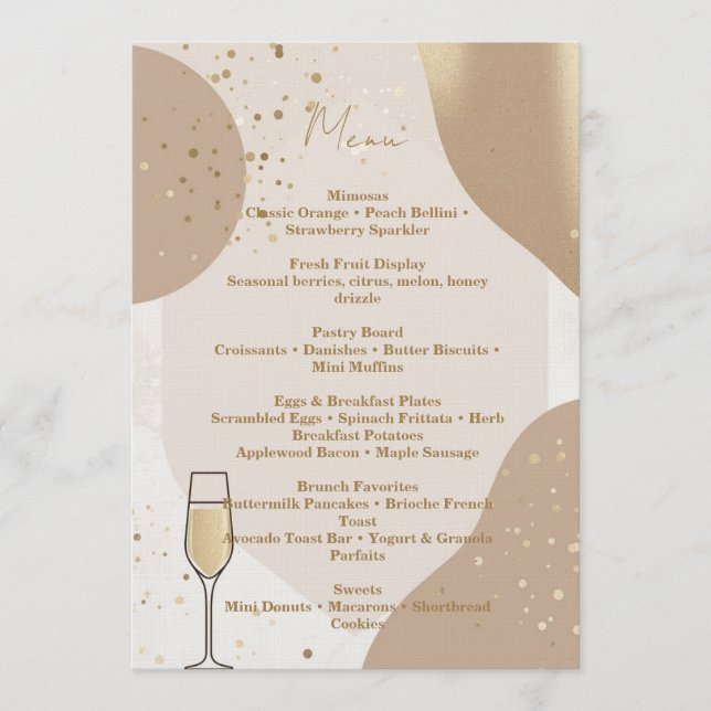 Convite Neutral Brunch Menu Card – Minimalist Beige (Frente)