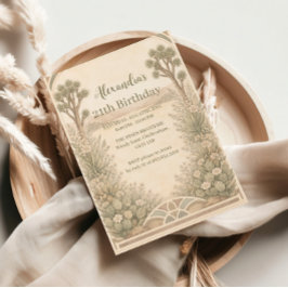 Convite Neutral Desert Floral Birthday