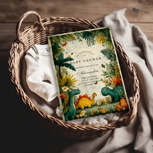 Convite Neutral Dinosaur Baby Shower (Criador carregado)