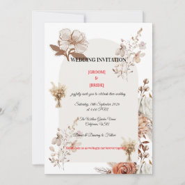 Convite Neutral Earth Tone Wedding Card