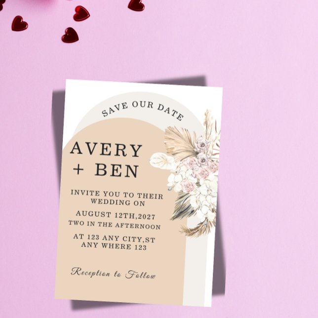 Convite Neutral Floral Save the Date Invitation  (Criador carregado)