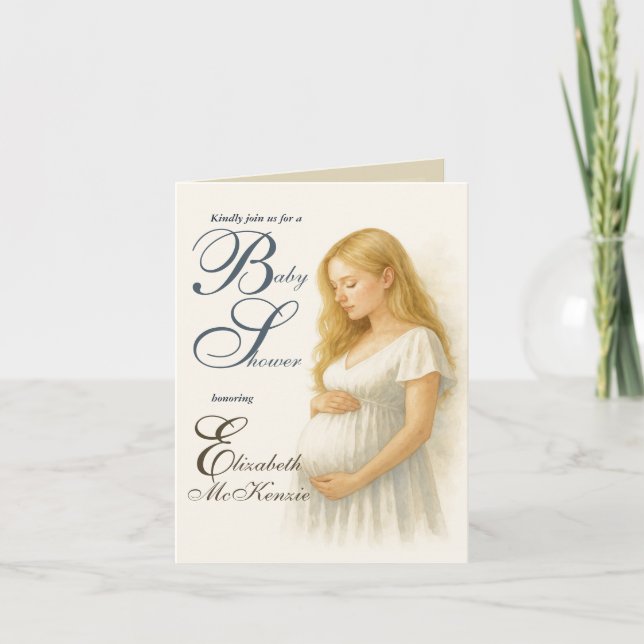 Convite Neutral Minimal Baby Shower Blode Mom to be (Frente)