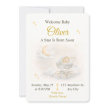 Neutral Moon Baby Shower Invitation Editable