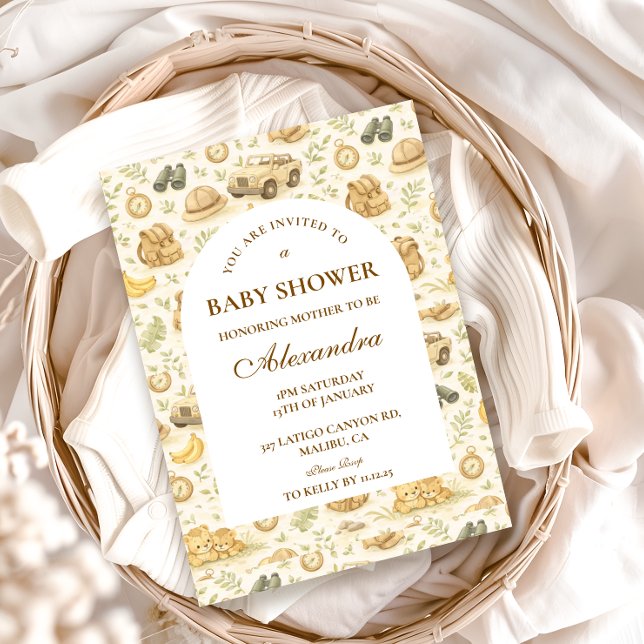 Convite Neutral Safari Jungle Baby Shower (Criador carregado)