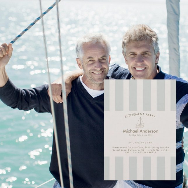 Convite Neutral Sailboat Retirement Party  (Criador carregado)