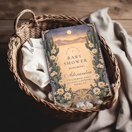 Convite Neutral Southwest Cactus Botanicals Baby Shower