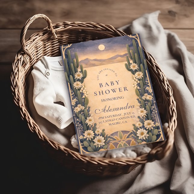 Convite Neutral Southwest Cactus Botanicals Baby Shower (Criador carregado)