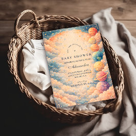 Convite Neutral Space Planets Stars Baby Shower