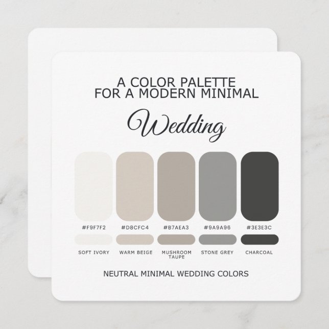 Convite Neutral Wedding Color Palette Card (Frente/Verso)