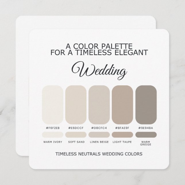 Convite Neutral Wedding Color Palette Card (Frente/Verso)