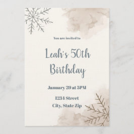 Convite Neutral Winter 50th Birthday Invitation – Minimal