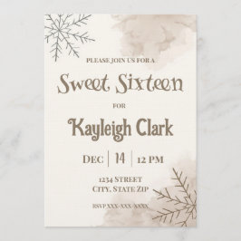 Convite Neutral Winter Sweet Sixteen Invitation – Minimal