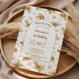 Convite Neutral Woodland Wild One Birthday