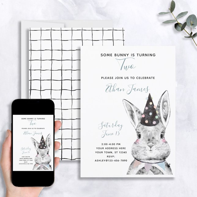 Convite Nêutrico preto e branco Alguns coelhos são dois an (Criador carregado)