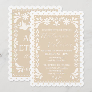 Convite Neutro De Casamento De Papel Picado Mexica