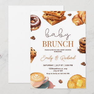 Convite Neutro de Chá de Bebê para Brunch de Bebê,
