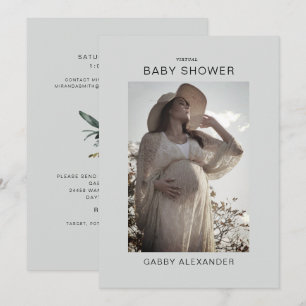 Convite Neutro de Foto do Chá de fraldas Virtual d