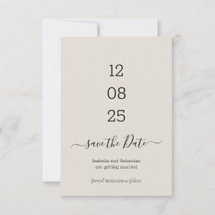Convite Neutro de Salvar a Data de Casamento Creme