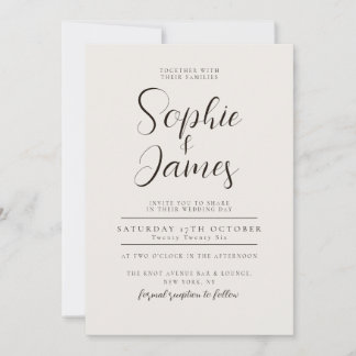 Convite Neutro Moderno Minimalista para Casamento