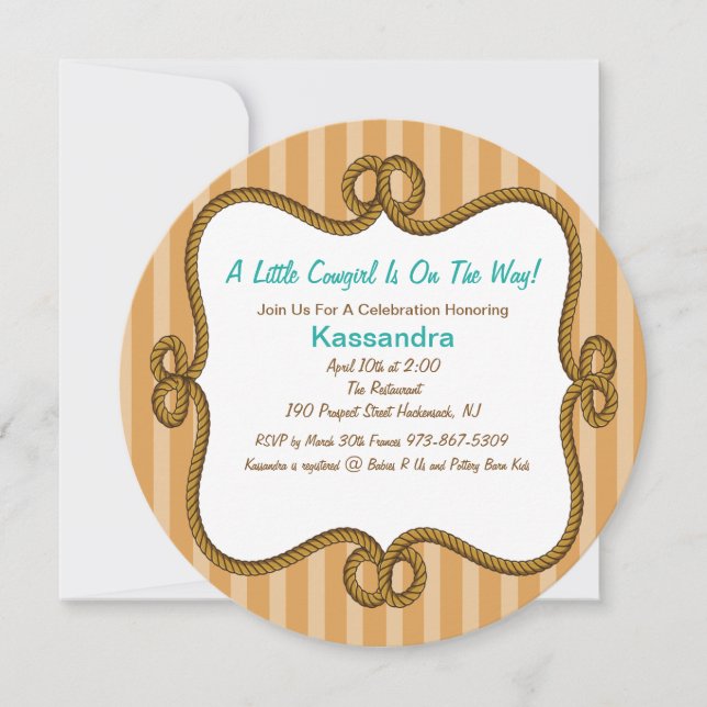 Convite neutro ocidental redondo do chá de fraldas (Frente)