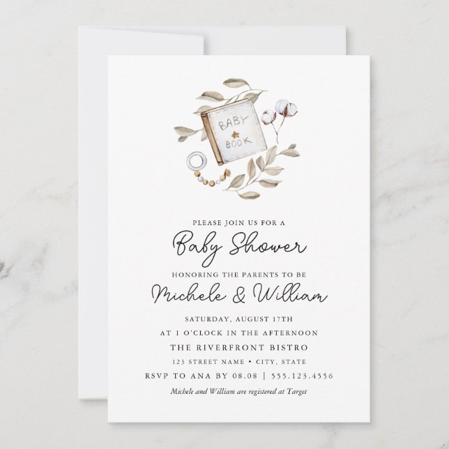 Convite Neutro para Chás de fraldas Boho Sexo (Frente)