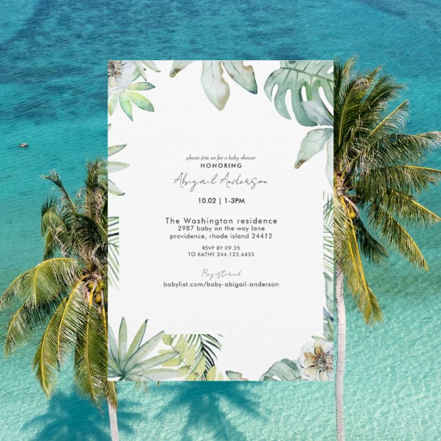 Convite Neutro para Chás de fraldas Tropicais (Criador carregado)