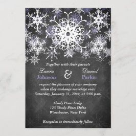 Convite nevado roxo do casamento do estilo do