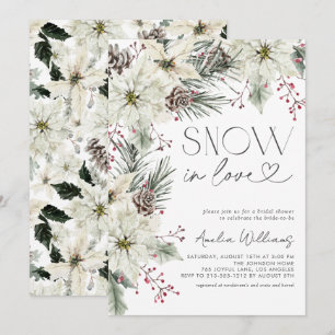 Convite Neve apaixonada Poinsettia Branca inverno
