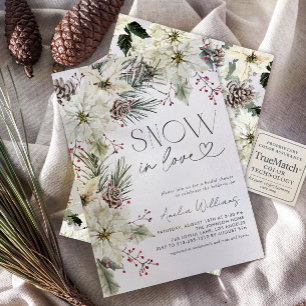 Convite Neve apaixonada Poinsettia Branca inverno