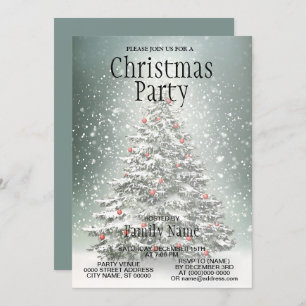 Convite Neve Branca em Torres de Natal Verde Ornamentos Co