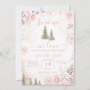 Convite Neve Cor-de-rosa Enrubescida em Amor Floco de Neve