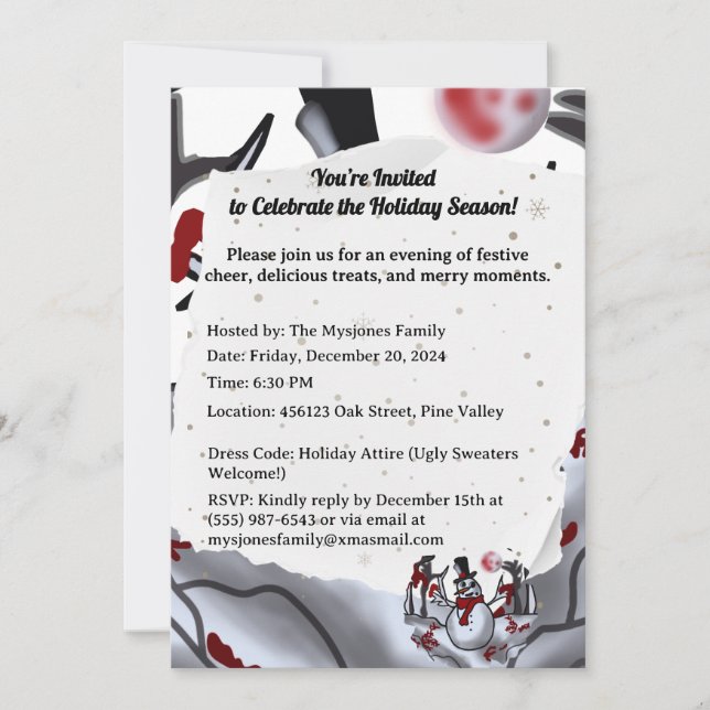 Convite Neve na Floresta de Férias Cérebro (Frente)