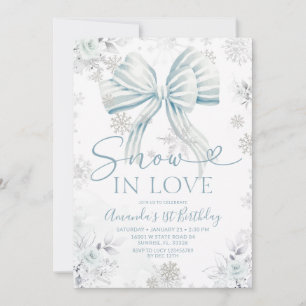 Convite Neve No Amor Arco Azul Floco de Neve Aniversário