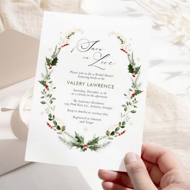 Convite Neve no Amor Ouro Flocos de Neve Chá de panela (Criador carregado)