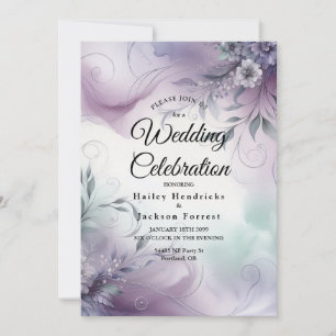 Convite Névoa de Lavanda e Murmúrios de Aquarela Casamento