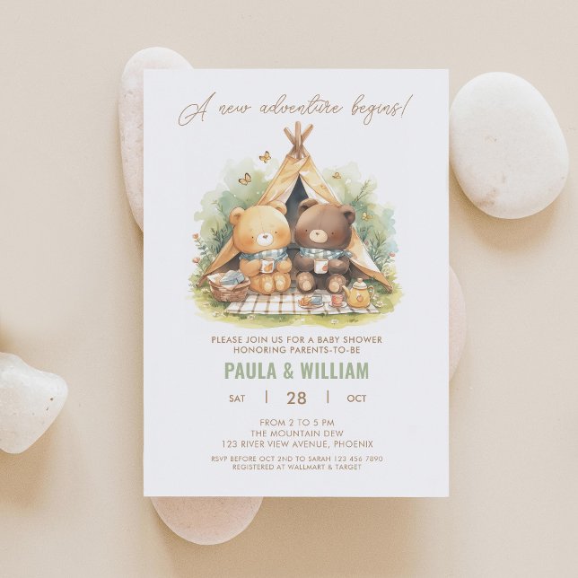 Convite New Adventure Happy Campers Chá de fraldas Invite (Criador carregado)