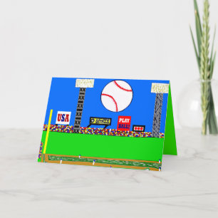 Convite New Baseball Sports Art Blank Card or Invitation