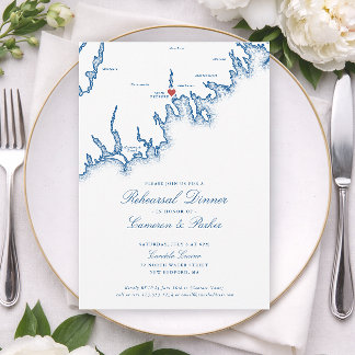 Convite New Bedford MA Map Wedding Rehearsal Dinner