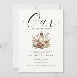 Convite New Chapter Begins Storybook Floral Baby Shower 