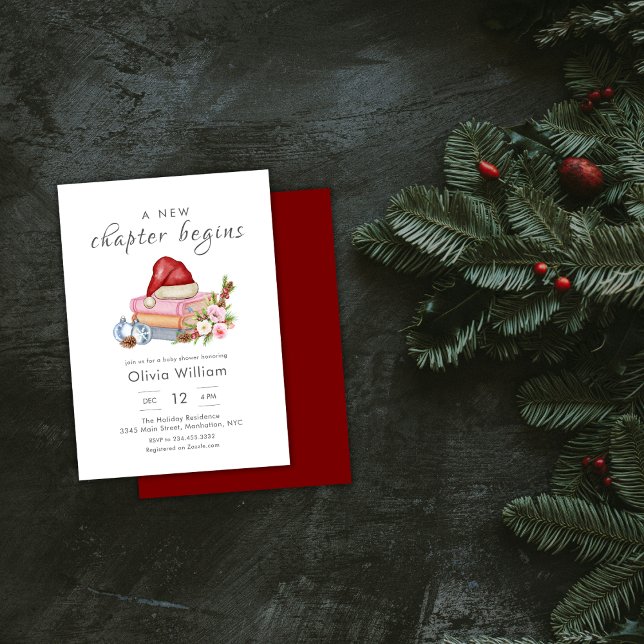 Convite New Chapter Begins Winter Floral Baby Shower (New Chapter Begins Winter Floral Baby Shower Invitation)