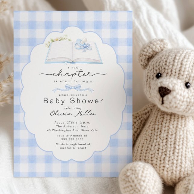 Convite New Chapter Blue Book Baby Shower Invite (Criador carregado)