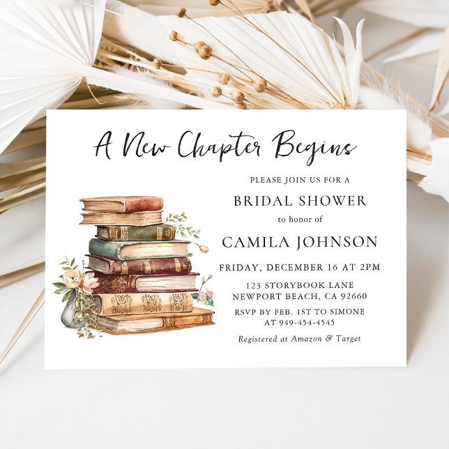 Convite New Chapter Book Lover Bridal Shower Invitation (Criador carregado)