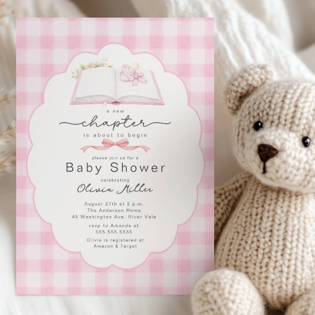 Convite New Chapter Pink Book Baby Shower Invite (Criador carregado)