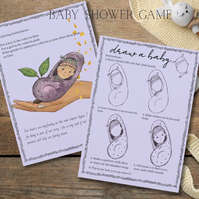 Convite New Chapter Storybook Draw a Baby Shower Game Card (New Chapter Storybook Draw a Baby Shower Game Card)
